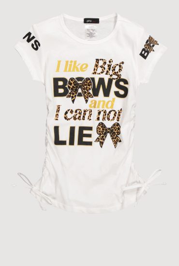 Little Girls I Like Big Bows Crew Neck Graphic T-Shirt
