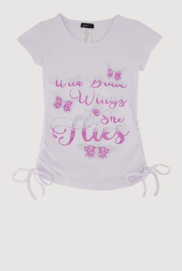 Little Girls With Brave Wings She Flies Ribbed Knit Graphic Tee