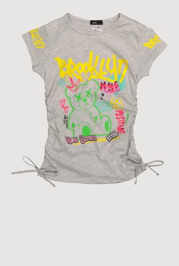Girls Brooklyn NYC Bear Graphic Print T-Shirt