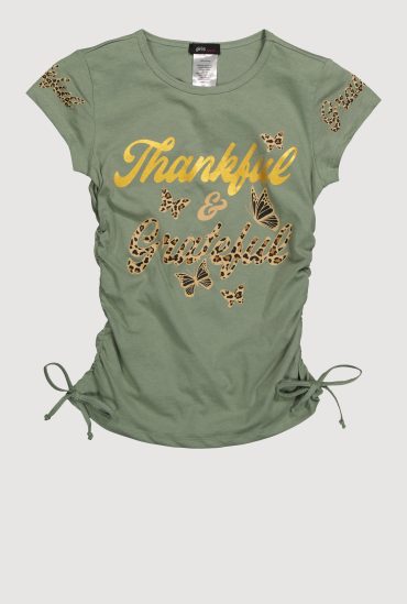 Girls Thankful and Grateful Graphic T-Shirt