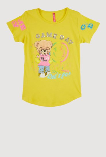 Girls Game Day Sequin Short Sleeve Graphic Tee