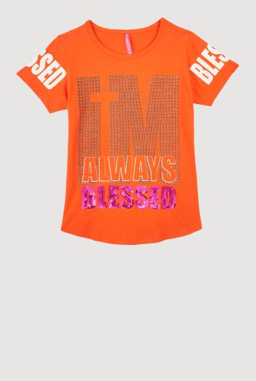 Girls Always Blessed Sequin Graphic Tee
