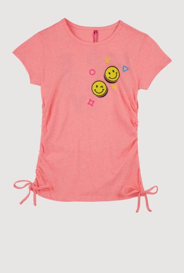 Girls Smile Everyday Ruched Graphic Tee