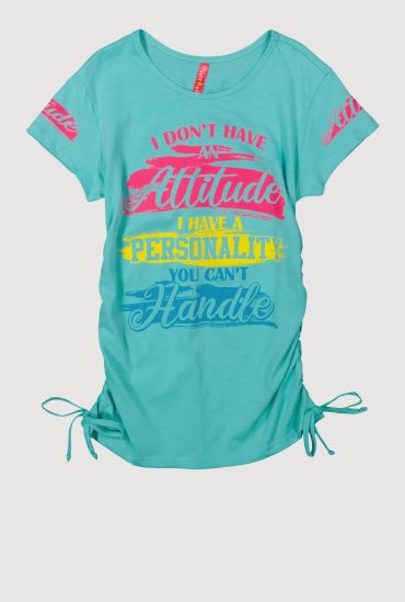 Stylish Girls Graphic T-Shirt with Faux Drawstring