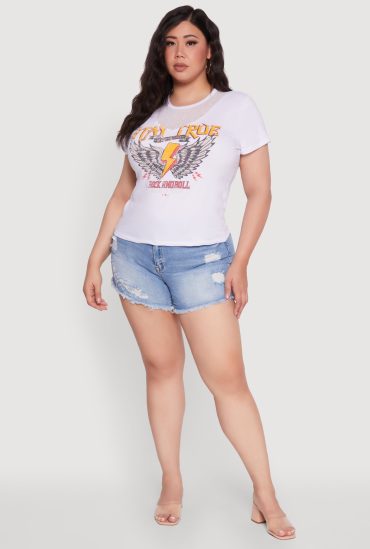 Plus Size Rock And Roll Graphic Mesh Detail T-Shirt