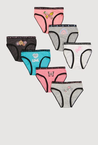 Little Girls Assorted Graphic Print Days Of The Week Panties 7 Pack