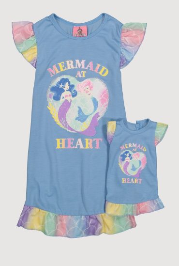 Girls Mermaid At Heart Graphic Nightgown