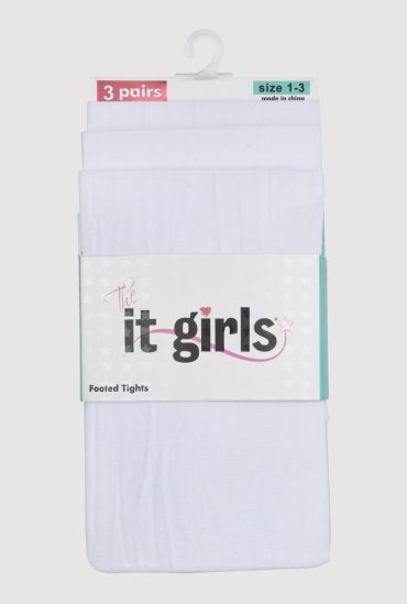 Little Girls Footed Tights 3 Pack Size 1-3