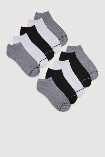 Boys Contrast Trim Ankle Socks 10 Pack