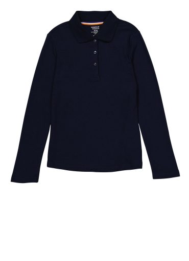 French Toast Girls 7-14 Picot Collar Long Sleeve Polo