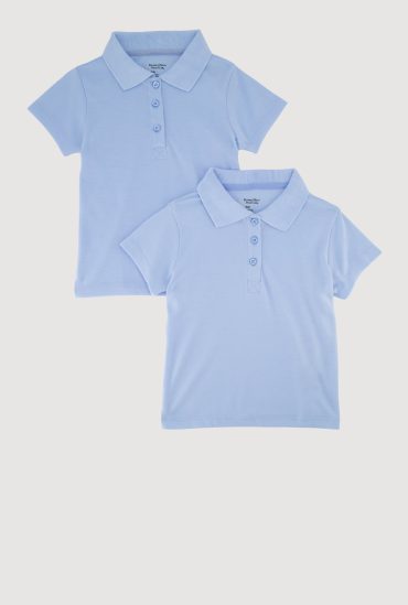 Girls 4-6x 2 Pack Solid Button Front Polo Shirts